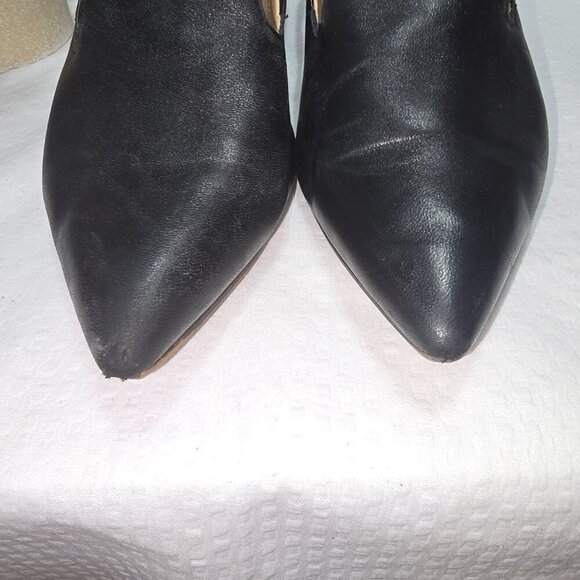 FRANCO SARTO BLACK PUMP WITH WEDGED TORTOISE HEEL LEATHER UPPER WOMENS SIZE 8.5 - Picture 9 of 10